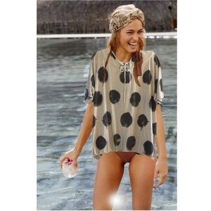 Raquel Allegra hooded t-shirt Polka Dot Drawstring Top